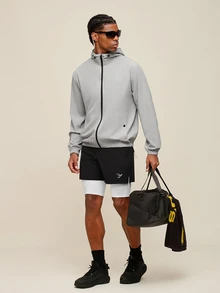OTTIMOZO Men's Casual Hooded Sports Jacket,UV Protection,Gym,Workout,Training,Comfortable,Outdoor,Running,Jogging ,Brands, - Light Grey - View 7