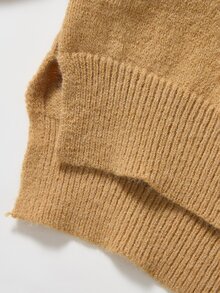 Rusticease Women's Plus Size Solid Color Turtleneck Sweater, Autumn/Winter - Camel - View 8