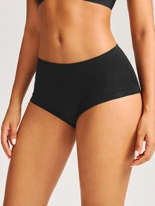 LUVLETTE 2-Pack Airy Cotton Mid Waist Briefs Waist Tummy Control Women Underwear Panties Set-Black - Multicolor - View 13