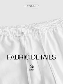 Lornavo Men's Cotton Solid Color Waist Tie Casual Versatile Long Pants Vacation All White Autumn - White - View 4