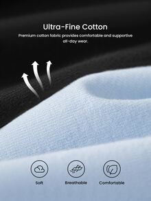 LUVLETTE 2-Pack Airy Cotton Mid Waist Briefs Waist Tummy Control Women Underwear Panties Set-Black - Multicolor - View 6