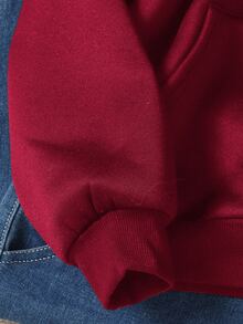 SHEIN 青少年女孩秋冬休閒連帽開襟外套 - 酒紅色 - 查看 7
