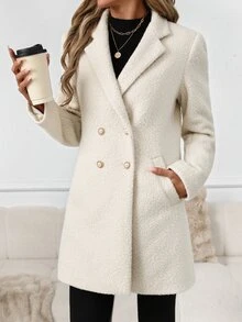 SHEIN Clasi Women's Autumn/Winter Casual Versatile Overcoat - Apricot - View 5