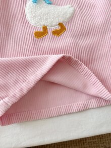 SHEIN 女嬰編織純色可愛動物刺繡圖案吊帶裙 - 粉色 - 查看 5