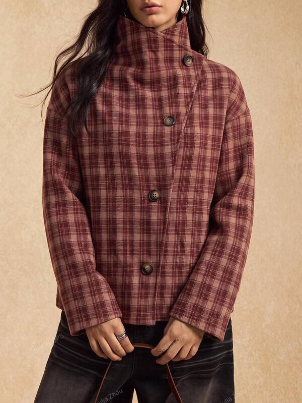 Easelle Vintage Bohemian High Neck Loose Fit Women's Jacket