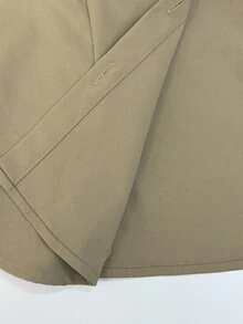 SHEIN HypeZone 秋季休閒純色收腰風衣 - 卡其色 - 查看 6