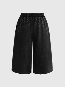 ROMWE Street Life Women's Elastic Waist Casual Versatile Daily Wear Shorts - Dark Grey - View 2