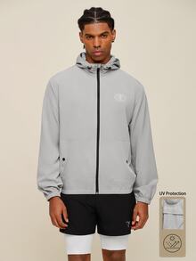 OTTIMOZO Men's Casual Hooded Sports Jacket,UV Protection,Gym,Workout,Training,Comfortable,Outdoor,Running,Jogging ,Brands, - Light Grey - View 1