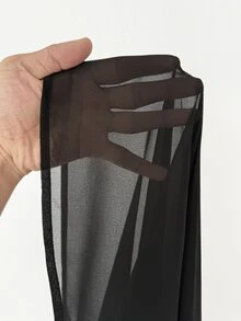 Maweii Gaun Longgar Motif Polkadot Warna Blok Ukuran Plus untuk Musim Gugur - Hitam dan Putih - View 7