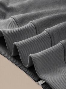 SHEIN BASICS 女款純色落肩長袖休閒寬鬆棒球夾克 - 深灰色 - 查看 9