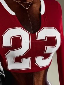 Amplova Women's Red & White Long T-Shirt & Fitted Shorts Sports Set - Red and White - View 6