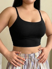 Dazy Plus Solid Color Slight Push-Up Black Versatile Sports Bra - Black - View 5