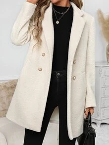 SHEIN Clasi Women's Autumn/Winter Casual Versatile Overcoat - Apricot - View 7