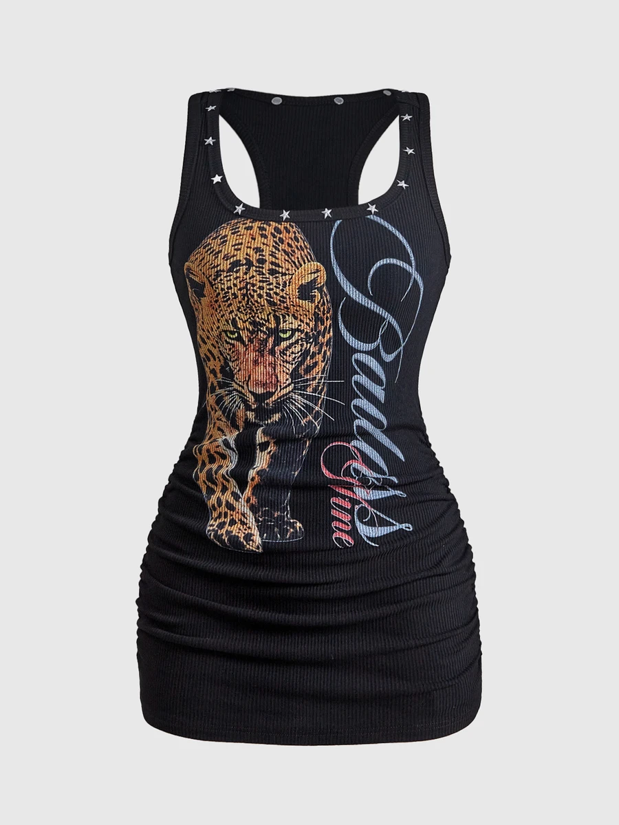 ROMWE Street Life Women's Punk Music Festival Star Print Mini Dress - Multicolor - View 1