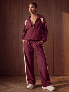 Zivah Women's Long Sleeve Zip-Up Jacket And Pants Sports Set - Burgundy - View 9