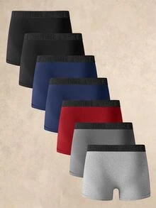 EverLounge 7pcs Men's Letter Print Colorblock Casual Daily Boxer Briefs - Multicolor - View 2