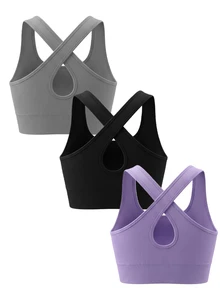 Velisys Velisys 女款純色交叉背無縫運動內衣，適合日常健身 - 彩色 - 查看 2