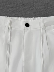 Genlund Men's Mature Casual Solid Color Tapered Plus Size Dress Pants, Best Choice For Holiday Gift - White - View 5