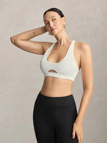 Activina Women's Solid Color Criss-Cross Back Everyday Fitness Sports Bra - White - View 5