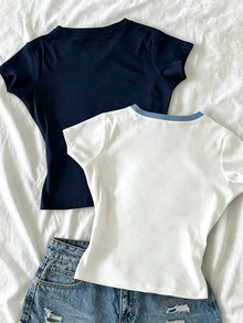 IslaSuriya 2件組女款花卉圖案休閒上衣，休閒背心、圖案T恤，夏季女裝海灘上衣、海灘T恤 - 彩色 - 查看 2