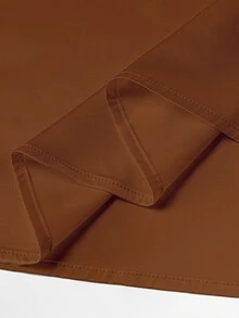 SHEIN 純色優雅通勤夏季短袖襯衫，緞面布料，白色襯衫，寬鬆版型，適合通勤、商務、派對、約會場合，春夏風格襯衫 - 棕色 - 查看 5