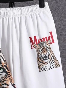 SHEIN 青少年男孩豹紋長袖連帽衛衣與運動長褲休閒套裝 - 彩色 - 查看 4