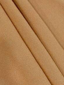 Velvienne Mantel Panjang Wanita Ukuran Besar Warna Khaki Polos, Mantel Panjang Berkerah Ganda dengan Sabuk, Mantel Hangat Musim Gugur/Dingin - Khaki - View 6