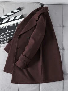 SHEIN 兒童青少年男孩休閒學院風百搭中長版外套夾克，適合秋冬春季，適用戶外玩耍、上學、街頭穿搭、派對與居家休閒，高 CP 值絎縫填充外套 - 卡其色 - 查看 8