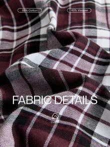 Lornavo Men's Plaid Long Sleeve Single-Breasted Casual Pocket Shirt Work White And Navy Autumn - Dusty Purple - View 5
