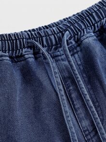 SHEIN Tween Girl Girls' Deep Blue Loose Fit Denim Long Pants - Dark Wash - View 8