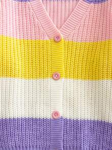 Elladie kids 女童彩虹色針織開襟毛衣上衣，秋冬款針織開襟衫 - 彩色 - 查看 8