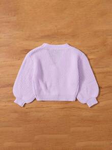 SHEIN Leap Crew 女嬰針織長袖輕便開襟衫 - 淡紫色 - 查看 2