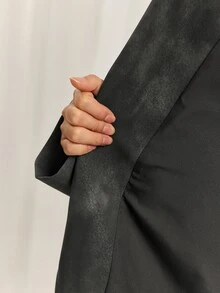 LYSMO Jaket Kasual Wanita Lengan Panjang dengan Bahu Longgar dan Kancing Tunggal serta Tali Ikat Pinggang - Dark Grey - View 8