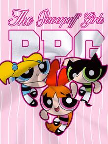 THE POWERPUFF GIRLS X SHEIN Young Girl Letter Stripe Print Round Neck Short Sleeve T-Shirt - White - View 5