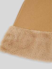 Sweetra Plus Size Wool Blend Cape Coat 2 Pieces Set, Autumn/Winter - Khaki - View 3