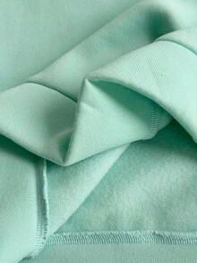 SHEIN EZwear 女款純色極簡百搭長袖運動衫 - 綠色 - 查看 8
