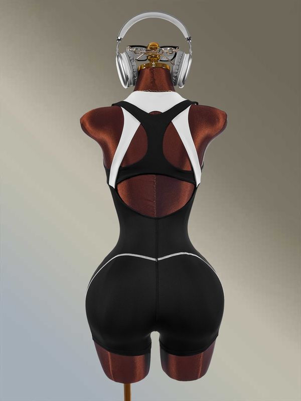 Amplova Women's Colorblock Back Cutout Sleeveless Sports Romper