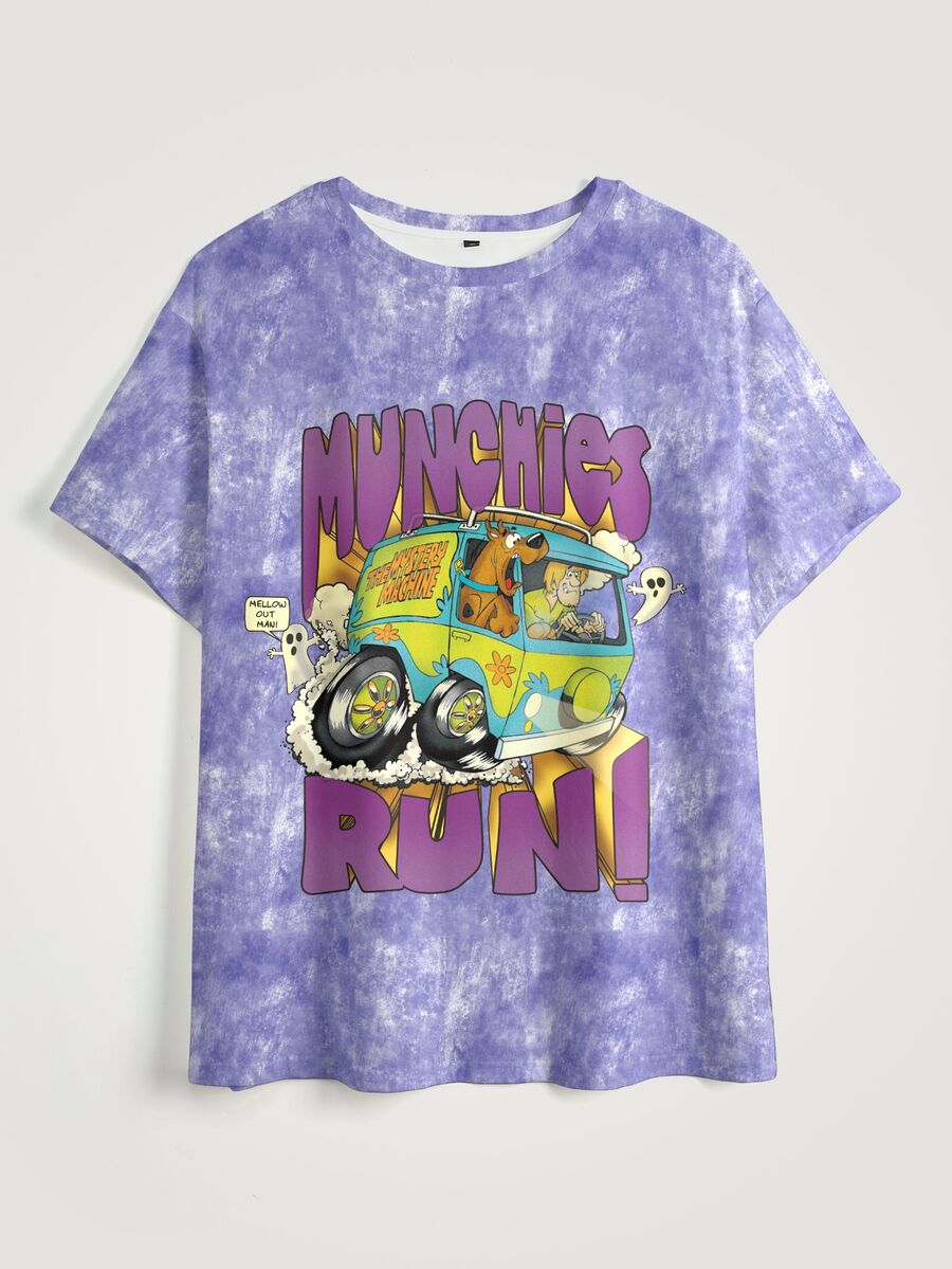 SCOOBY-DOO X SHEIN Plus Size Women's Cartoon Print Casual Daily Wear T-Shirt - White - View 1