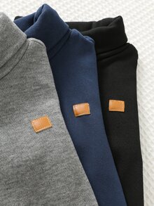 Cozy Pixies 3件組男嬰兒童休閒日常舒適拼接圓領套頭長袖針織上衣，3色各1件 - 藍色 - 查看 6