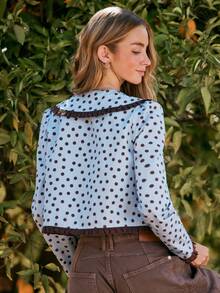 WESTFADE Polkadot Peter Pan Collar Tie-Front Blouse - Multicolor - View 3