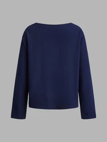SHEIN EZwear 3件裝厚款船領T恤，海軍藍/白色/條紋，秋季上衣，適合日常通勤、派對、秋冬春夏、聖誕節、新年、感恩節、婚禮、海灘、畢業典禮、優雅、外出、約會、通勤、情人節、度假、Y2K、畢業典禮等場合 - 彩色 - 查看 8