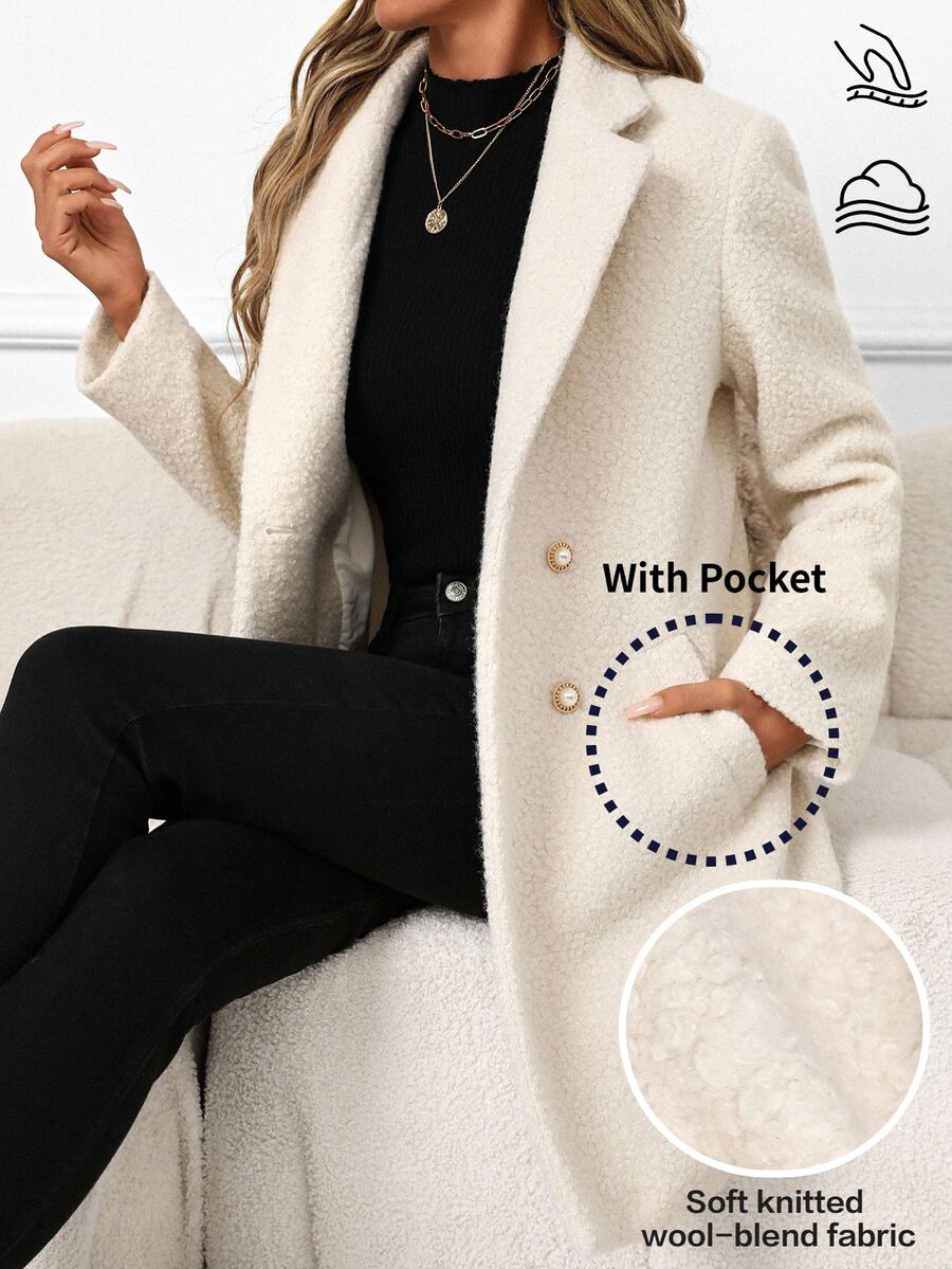 SHEIN Clasi Women's Autumn/Winter Casual Versatile Overcoat - Apricot - View 1