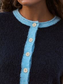 Aralina Women's Block Colour Cozy Button Up Crew Neck Long Sleeve Fuzzy Knit Cardigan Perfect For A Fall Party Or Going Out Sweater - Multicolor - View 7