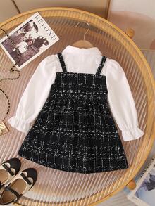 SHEIN Baby Girl 2-In-1 Patchwork Bow Decor Fashion Summer Dress - Black - View 2