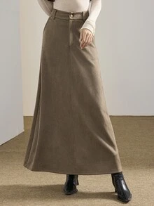 Modelyn Rok Wanita Polos dengan Saku, Kasual, Serbaguna untuk Pemakaian Sehari-hari - Olive Green - View 6