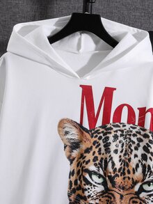 SHEIN 青少年男孩豹紋長袖連帽衛衣與運動長褲休閒套裝 - 彩色 - 查看 5
