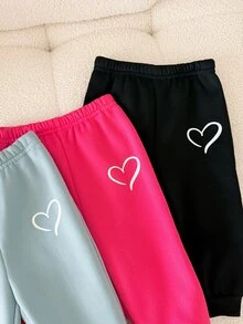 SHEIN Baby Girl Autumn/Winter Cute 3pcs -Piece Heart Pattern Pants - Multicolor - View 4