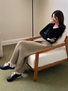 DAZY 女款不對稱純色休閒優雅裙 - 咖啡棕 - 查看 5