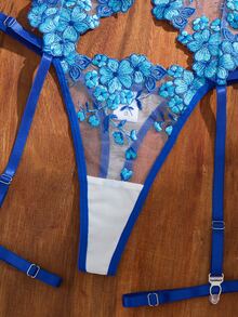 SHEIN 女款性感內衣 藍色 4件套 - 藍色 - 查看 5