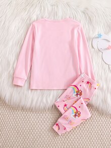 SHEIN | PAW Patrol 女童修身長袖長褲居家服 - 粉色 - 查看 2